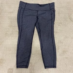 ATHLETA BLACK HERRINGBONE YOGA PANTS LEGGINGS HIGH WASTE 7/8 LENGTH XL